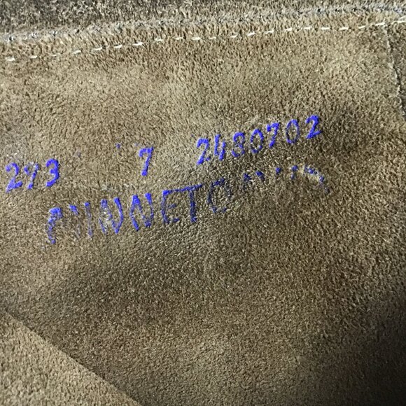 Minnetonka Suede Moccasins Sz 7 Brown Fringe Ankle Back Zip - Picture 7 of 8